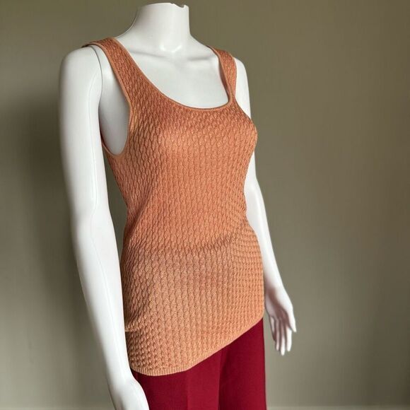 Vintage Dana Buchman Peach Orange Cable Knit Sweater Tank Top - Picture 1 of 6